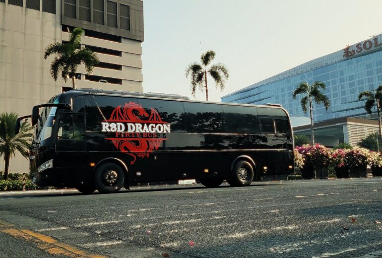 Red Dragon Party Bus route planning thumbnail showing streets of BGC and Manila